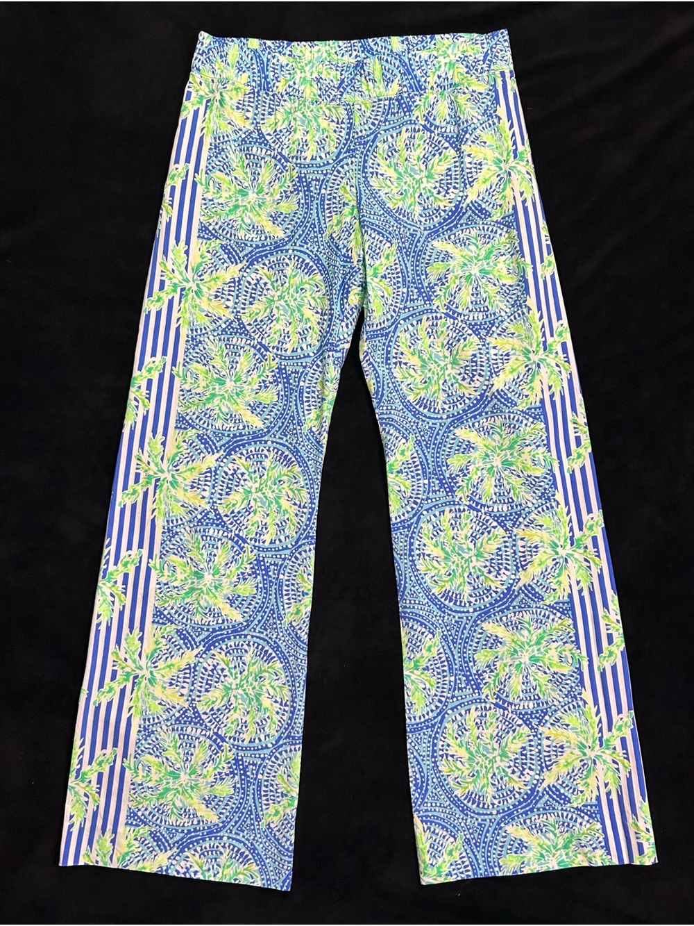 Lilly Pulitzer Blue, Green & White Printed Wide-Leg Pants